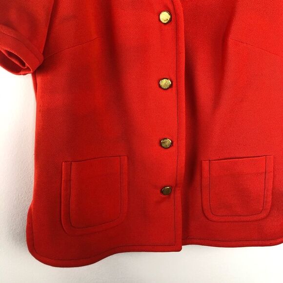 Orange Button Down Blouse L EUC Vintage - Picture 4 of 6